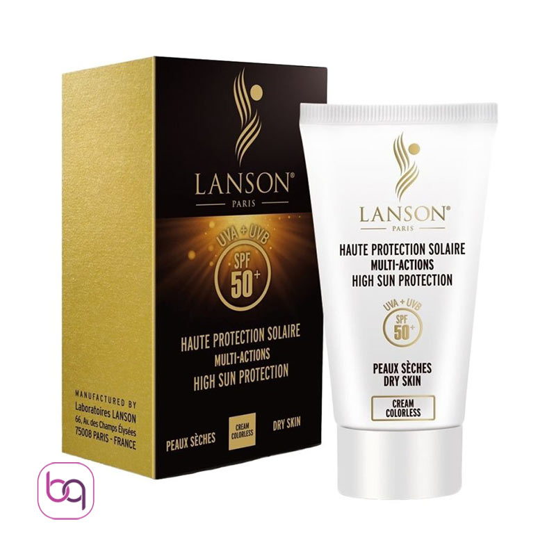 کرم ضد آفتاب لانسون بی رنگ SPF50 مناسب پوست خشک