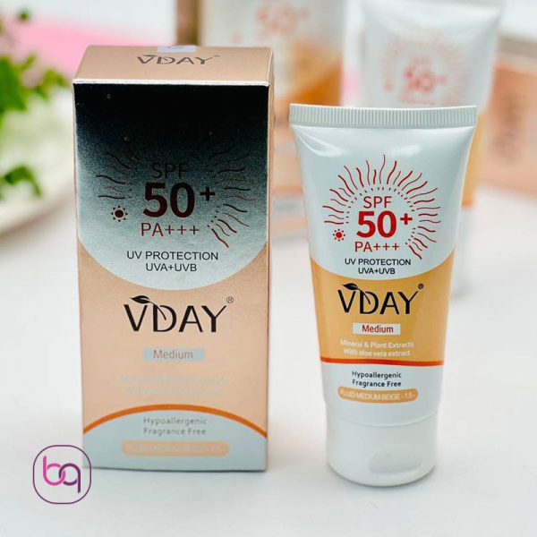 کرم ضد آفتاب رنگی بژ متوسط وی دی Vday SPF50